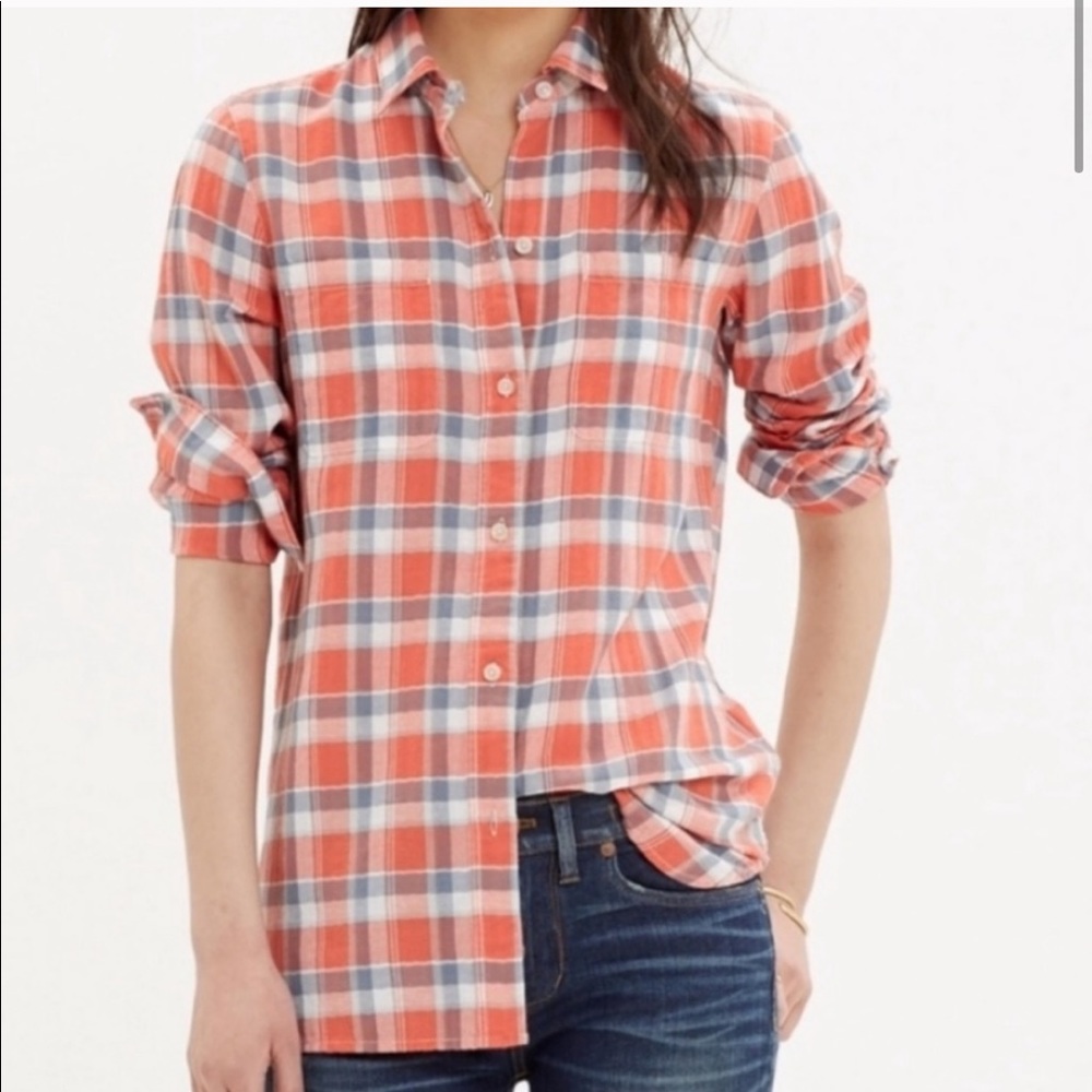 Madewell Red and Blue Plaid Button Down Shirt